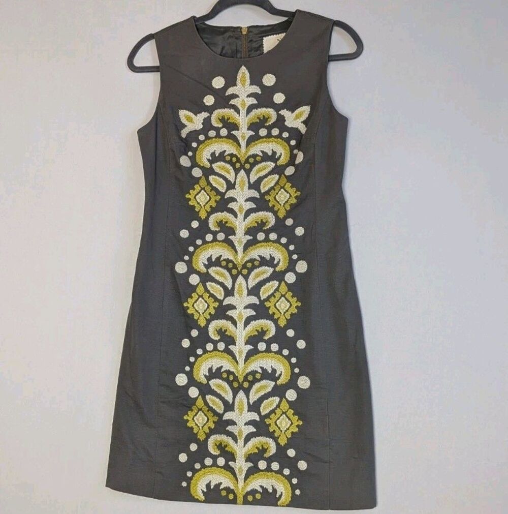 Anthropology Dress Women's Sz 4 Embroidered Fountain Shift by Tabitha  *Read
